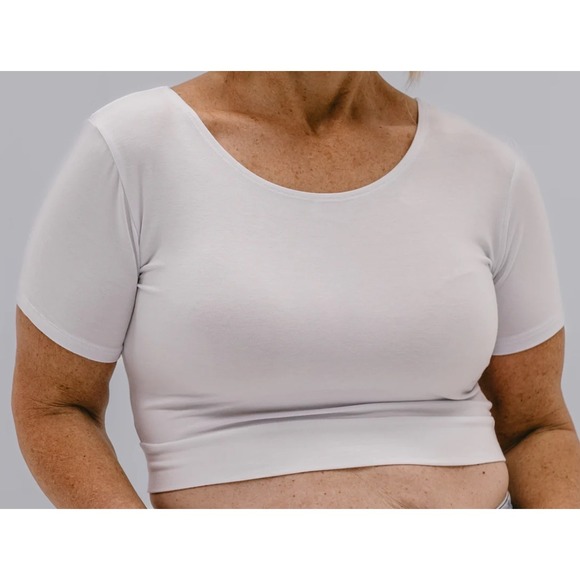 Halftee Tops - Halftee Boyfriend Reversible Layering Top White Short Sleeve Crop XS NWT LDS